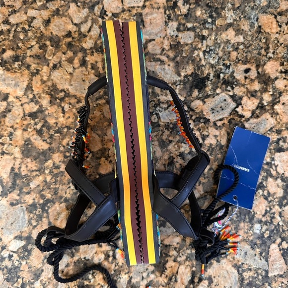 FARM RIO Black Banana Beaded Flat Sandals - Picture 6 of 8